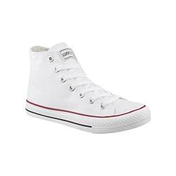 Elara Unisex Kult Sneaker Bequeme Sportschuhe fur Damen und Herren High Top Textil SchuheChunkyrayan Farbe :-White(weiß), Gr:-37 EU von Elara