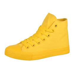 Elara Unisex Sneaker Damen Herren High Top Chunkyrayan ZY9031-12 Yellow-38 von Elara