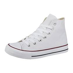 Elara Unisex Sneaker Damen Herren High Top White-37 von Elara