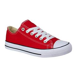 Elara Unisex Sneaker Damen Herren Low Top Chunkyrayan Chucks-Flach-1 E-4/E-6 Red-39 von Elara