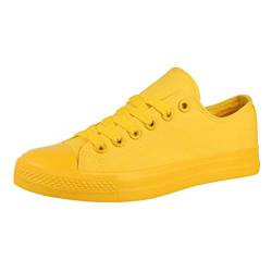 Elara Unisex Sneaker Low top Turnschuh Textil Chunkyrayan B338-B340 Yellow 01-A-39 von Elara