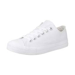 Elara Unisex Sneaker Low top Turnschuh Textil Chunkyrayan Silber 3500-3501 Allwhite-40 von Elara