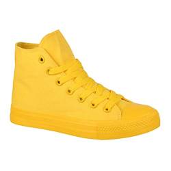 Elara Unisex Sneaker Sportschuhe High Top Turnschuh Chunkyrayan B339-B341 Yellow-41 von Elara