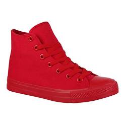 Elara Unisex Sneaker Sportschuhe für Herren Damen High Top Turnschuh Textil Schuhe 014-ZY9031-Red-36 von Elara