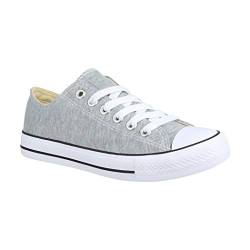 Elara Unisex Sneaker Textil Turnschuh Low top Chunkyrayan CHF Lt.Grey-37 von Elara