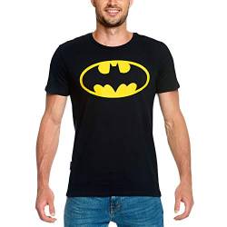 Elbenwald Batman T-Shirt Retro Logo Symbol Frontprint Baumwolle Herren Damen schwarz - M von Elbenwald