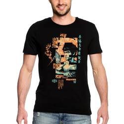 Elbenwald Chunk T-Shirt - Kung Fu Calligraphy Motiv für Bruce Lee Fans auf Baumwolle für Herren Damen Unisex Schwarz - XL von Elbenwald