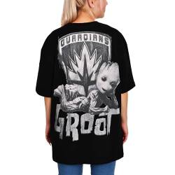 Elbenwald Guardians of The Galaxy Oversize T-Shirt mit Groot Motiv für Herren Damen Unisex Baumwolle schwarz - S von Elbenwald