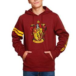 Elbenwald Harry Potter Hoodie Gryffindor Wappen Frontprint und Ärmelprint mit Kapuze und Tasche für Herren Damen Unisex Baumwolle rot - M von Elbenwald