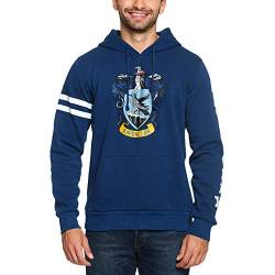 Elbenwald Harry Potter Hoodie Ravenclaw Wappen Frontprint und Ärmelprint mit Kapuze und Tasche für Herren Damen Unisex Baumwolle blau - M von Elbenwald