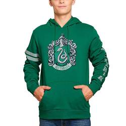 Elbenwald Harry Potter Hoodie Slytherin Wappen Frontprint und Ärmelprint mit Kapuze und Tasche für Herren Damen Unisex Baumwolle grün - XS von Elbenwald