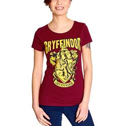 Elbenwald Harry Potter T-Shirt Hogwarts Hauswappen Gryffindor Frontprint für Damen rot - L von Elbenwald