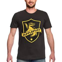 Elbenwald Harry Potter T-Shirt mit Hufflepuff Logo Motiv für Herren Damen Unisex Baumwolle grau - L von Elbenwald