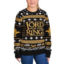 Elbenwald Herr der Ringe Strickpullover mit Baum von Gondor Motiv für Herren Damen Unisex schwarz gelb - S von Elbenwald