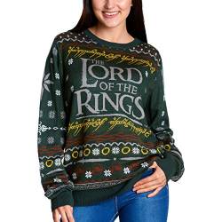 Elbenwald Herr der Ringe Strickpullover mit Der Eine Motiv für Herren Damen Unisex Baumwolle grün - XXL von Elbenwald