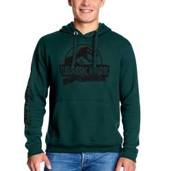 Elbenwald Jurassic Park Hoodie - Kapuzenpullover mit Islar Nublar Ärmelprint auf hochwertiger Baumwolle für Herren Damen Unisex Grün - M von Elbenwald