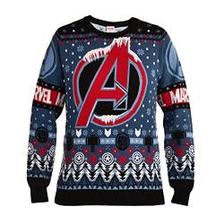 Elbenwald Marvel Strickpullover mit Avengers Logo Motiv für Herren Damen Unisex blau - S von Elbenwald