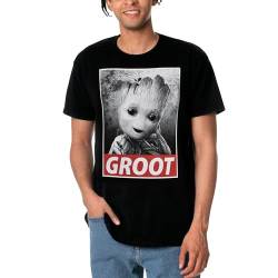 Elbenwald Marvel T-Shirt mit Baby Groot Motiv für Herren Damen Unisex Baumwolle schwarz - L von Elbenwald