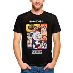 Elbenwald One Piece Gears T-Shirt - Anime-Motiv auf Baumwolle für Herren Damen Unisex Schwarz - L von Elbenwald