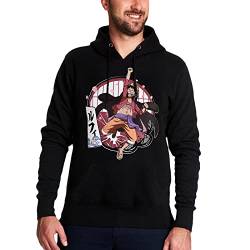 Elbenwald One Piece Hoodie mit Monkey D. Luffy Motiv für Herren Damen Unisex schwarz - XL von Elbenwald