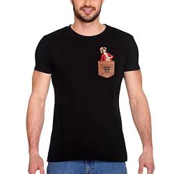 Elbenwald One Piece T-Shirt mit Pocket Ruffy Motiv für Herren Damen Unisex Baumwolle schwarz - XXL von Elbenwald