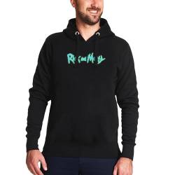 Elbenwald Rick and Morty Hoodie - verrückter Kapuzenpullover mit Portal Poyz Motiv als Print auf dem Rücken und Schriftzug auf der Vorderseite für Herren Damen Unisex Baumwolle Schwarz - S von Elbenwald