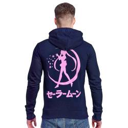 Elbenwald Sailor Moon Hoodie mit Silhouette Motiv für Anime Fans Herren Damen Unisex Baumwolle blau - L von Elbenwald