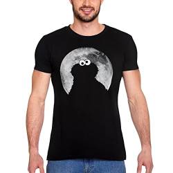 Elbenwald Sesamstraße Cookie Monster Moonnight T-Shirt schwarz - M von Elbenwald