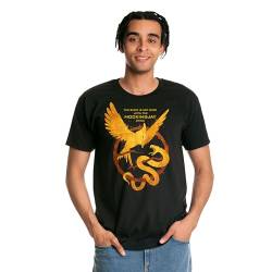 Elbenwald Songbird and Snake T-Shirt mit Hunger Games Frontprint - Herren Damen Unisex - für Tribute von Panem Fans - Schwarz - L von Elbenwald