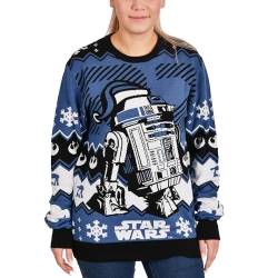 Elbenwald Star Wars Strickpullover mit R2-D2 Motiv für Herren Damen Unisex blau - L von Elbenwald