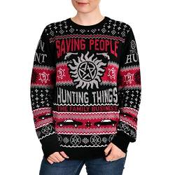 Elbenwald Supernatural Strickpullover mit Saving People Hunting Things Motiv für Herren Damen Unisex Baumwolle schwarz - XXL von Elbenwald