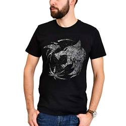 Elbenwald T-Shirt mit Wolf Emplem Frontprint für Witcher Fans schwarz - XXL von Elbenwald