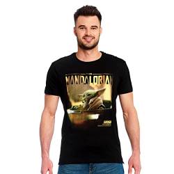 Elbenwald The Mandalorian T-Shirt mit Grogu Design für Star Wars Fans Herren Damen Unisex Baumwolle schwarz - XL von Elbenwald