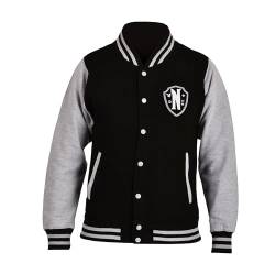 Elbenwald Wednesday Nevermore Academy College Jacke für Herren Damen Unisex Baumwolle schwarz, grau - S von Elbenwald