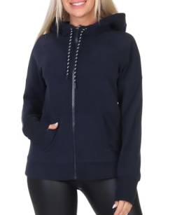 Elbsand Damen Sweatjacke ESWMalvina Freizeitjacke mit Kapuze 70690 00 Coldwater/Denim Blue (78703) XXL von Elbsand