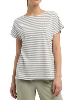 Elbsand Damen T-Shirt Kurzarmshirt mit Streifen ESWSelma 70691 00 Khaki+Bright White Stripe (042) M von Elbsand