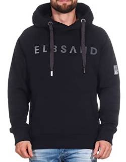 Elbsand Herren Hoodie ESMKjetil Kapuzen-Pullover mit Logoprint 35067 00 Caviar (990) M von Elbsand