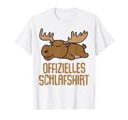 Offizielles Schlafshirt Elch Pyjama Nachthemd Geschenk T-Shirt von Elch Geschenkidee Langschläfer Faulenzer