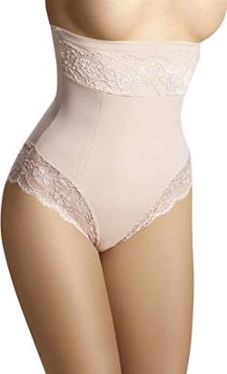 Bauchweg Unterwäsche Damen Miederslip mit Bauch-Weg-Effekt Shapewear Stark Formend Miederhose Slip Hochzeitsdessous (L, Beige) von Eldar