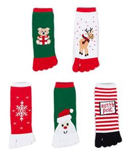 Ele Gens 5x Baumwolle Zehensocken Weihnachtssocken Warm Weihnachten Unisex (für Kinder) von Ele Gens