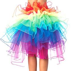 Eleery Damen Tutu Schürze Kostüm Petticoat Princess Multi-Schichten Regenbogen Puff Rock (Rainbow) von Eleery