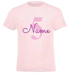 GEBURTSTAGSSHIRT für Baby und Kind mit Namen personalisiert T-Shirt aus Baumwolle Rosa meliert 3-4 Jahre von Elefantasie