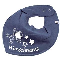 HALSTUCH ASTRONAUT mit Namen oder Text personalisiert dunkelgrau für Baby oder Kind von Elefantasie