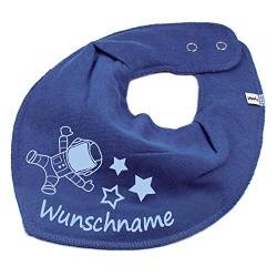 HALSTUCH ASTRONAUT mit Namen oder Text personalisiert taubenblau für Baby oder Kind von Elefantasie