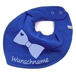 HALSTUCH FLIEGE mit Namen oder Text personalisiert mittelblau für Baby oder Kind von Elefantasie