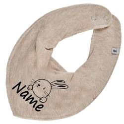 HALSTUCH Hase mit Name oder Text personalisiert für Baby oder Kind aus Baumwolle in Einheitsgröße beige von Elefantasie