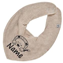 HALSTUCH Löwe mit Name oder Text personalisiert für Baby oder Kind aus Baumwolle in Einheitsgröße beige von Elefantasie