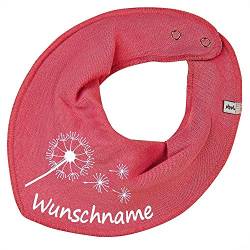 HALSTUCH mit Namen oder Text personalisiert für Baby oder Kind aus Baumwolle in Einheitsgröße Pusteblume altpink von Elefantasie