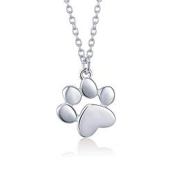 Elegance Parisienne Modische Hundepfote-Halskette Anhänger | 18k Weißgold plattiert | Für Frauen Damen Kinder Mädchen Hund Dog von Elegance Parisienne