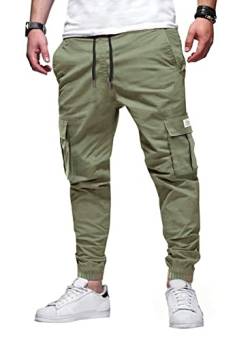 Elegancity Grüne Jogginghose Herren Cargohose Einfarbig Hose Männer Causal Sporthose Elastische Freizeithose mit 6 Tasche M von Elegancity